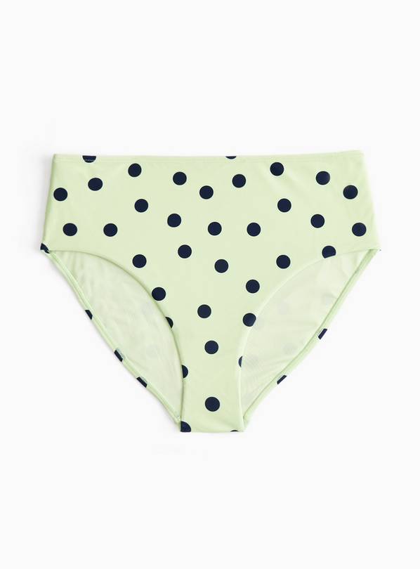 Green Polka Dot Print Tankini Full Brief Bikini Bottoms 12